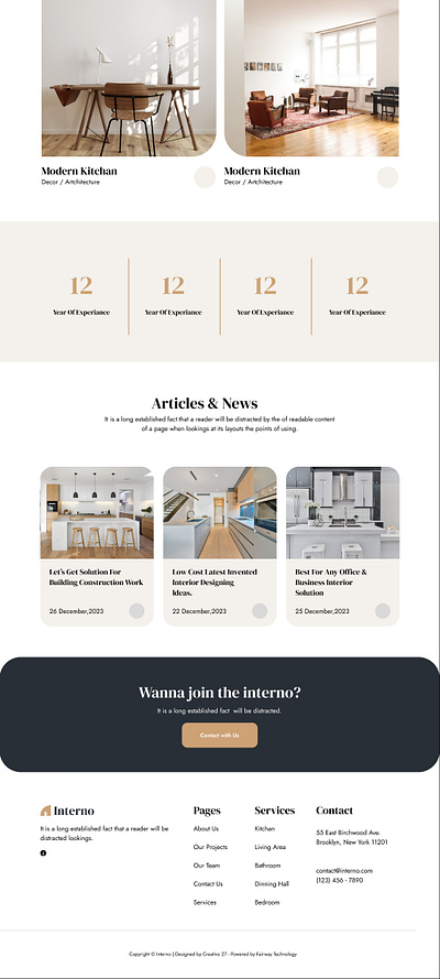 Interno website design ui