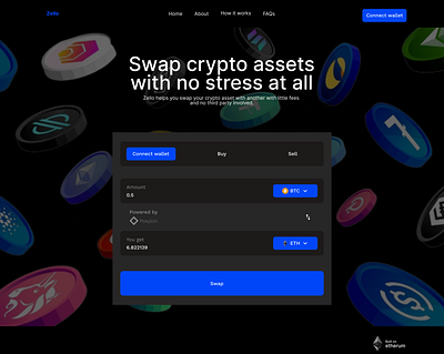 Swap Crypto Assets blockchain crypto cryptocurrency landingpage ui ux web3 webui