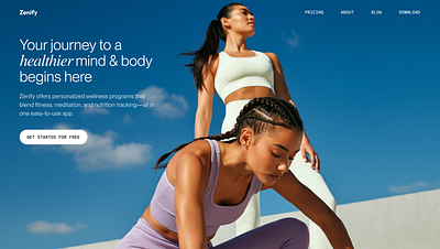 Hero concepts for a wellness app landing page ui