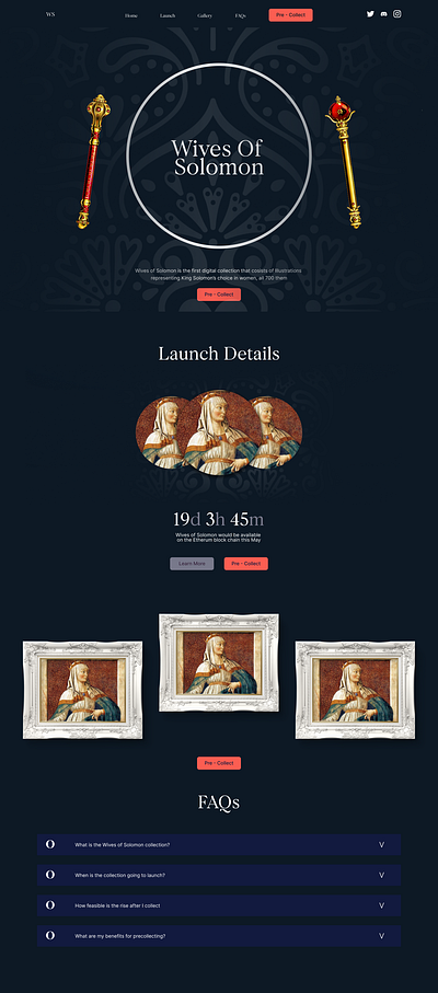 NFT Landing Page - Wives Of Solomon ladingpage nft productdesign ui uiux ux visualdesign webdesign webui