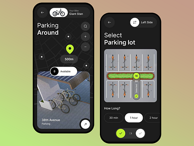 Bike Parking Spots - Parking Mobile Platform app application bycicle bycicle platform design location location tracker minimal mobile mobile app mobile application mobile platform parking app parking application platform ui ui design ux ux design uxui