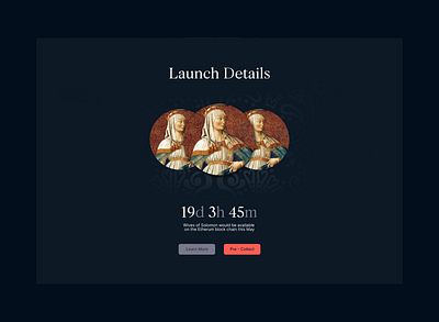 Launch Details - Wives of Solomon crypto landing page nft product design ui uiux ux web3