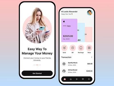 Easy Money Management App app design app ui bill pay budgeting app design expense tracker fintech app graphic design mobile mobile app ui modern design money management app pastel ui payment app personal finance app ui ui design user interface ux ux design