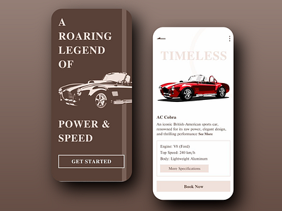 Classic Car Showcase Mobile Design automotive bold car interface booking feature car car booking car showcase design classic car classic typography design classic vehicle design elements elegant app design enthusiast app interactive car app minimalistic car app mobile automotive design modern retro car retro car app user friendly layout vehicle showcase