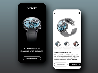 Luxury Watch Showcase App Design app design elegant product exclusive product luxury luxury design luxury ecommerce luxury watch minimalist app design minimalistic modern modern shopping design premium premium product showcase product product showcase watch watch app watch collection watch design