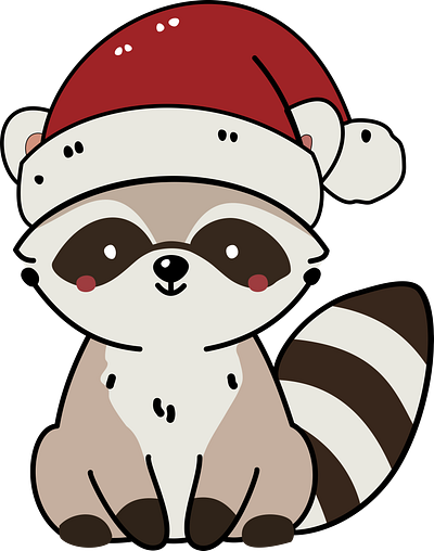 Festive Raccoon Christmas Vibes – Cute Holiday Animal Art aesthetic animal christmas christmas tree cute design digital art drawing funny holiday vibes illustration line art merry christmas raccoon simple special special gifts trending vintage xmas