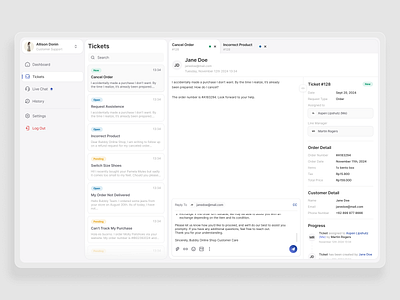 Reply Ticket - Customer Support App app crm customer dashboard design email support ticket ui uidesign web