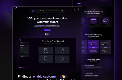 🔵Chatbot Dashboard Website Design branding chatbot website dark website design design finanace website illustration landing page design logo modern website product landing page design saas dashboard ui ux ui design website design website landing page design