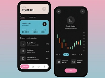 Mobile Investment App app ui app ux design finance planning financial planning fintech investment investment app low risk investment mobile mobile trading mobile trading app mobile ui passive income portfolio tracker stock market ui ui design ui ux ux