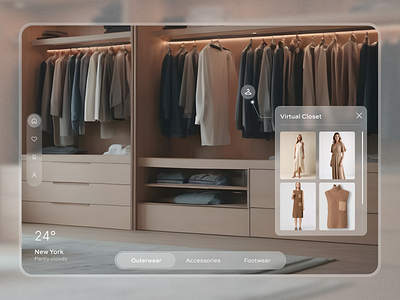 Virtual Closet ai personalization clean ui consumer app fashion saas luxury spatial ui u ui virtual try on