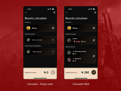 Daily UI - 003 - Calculation app calculator dailyui design game interface mobile the witcher ui