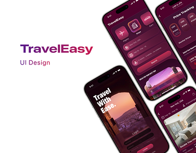 TravelEasy App UI Design app apple booking branding design figma graphic design logo prototype research tickets travel ui ux vector wireframe