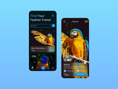 Bird Shop App app app design bird shop design figma figma design typography ui uidesign uiinspiration ux uxinspiration uxui