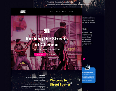 Street Beatles Landing Page band branding concert design figma graphic design guitar illustration logo music show typography ui ux vector webpage