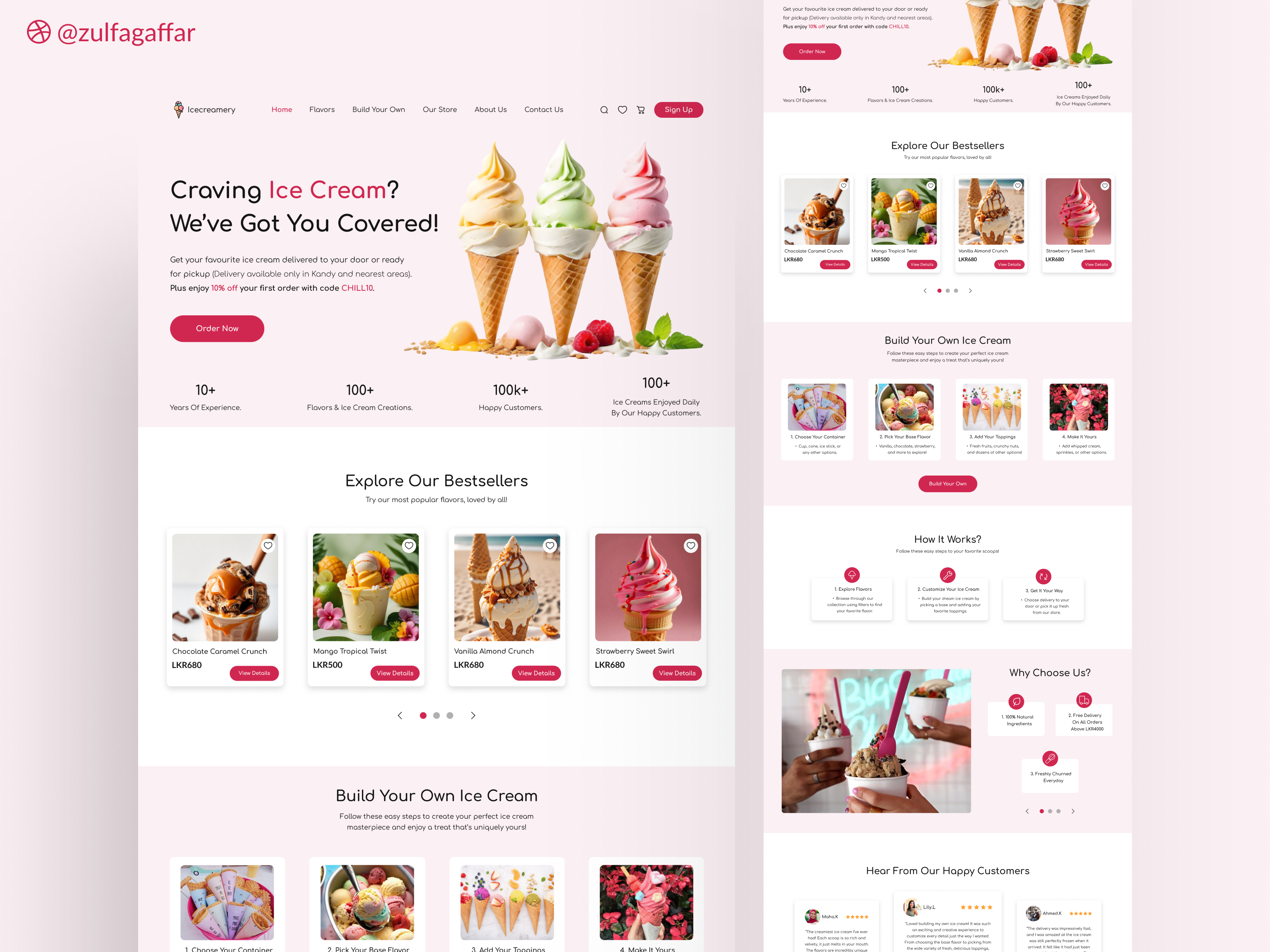 Ice Cream Landing Page design figma icecream icecream landing page icecreamlovers landing page minimal ui uidesign uiux web design