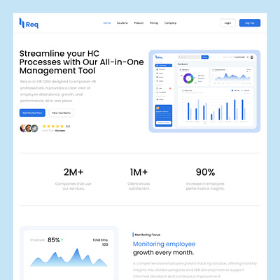 Req - Human Resource Management Landing Page humanresource landingpage productdesign uidesign uiuxdesign webdesign