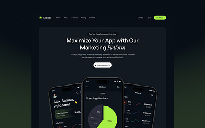 AirBase X - Technology Website Template app app landing pga branding design figma figma template framer template illustration landing page saas software saas ui ui design uiux ux web web ui webflow webflow templates website design