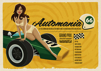 Automania 66 automania 66 chequered flag cinerama crashhelmet grandprix movieposter pinup racecar recline retro