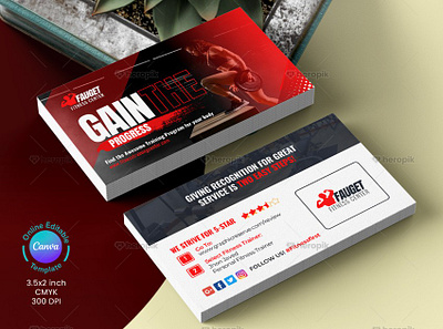 Fitness Business Review Card Template Canva business card design business card template canva fitness business card canva stationery design fitness business review card fitness gym business card fitness review card personal business card