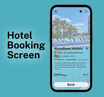 Hotel Booking App Screen ui ux