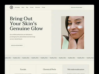 Esthetician elegant themes interface product service skincare ui ux web