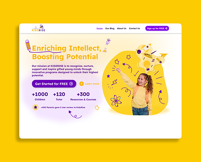 EdTech Kids Learning Platform - Landing Page Design app branding design edtech illustration kids landing typography ui