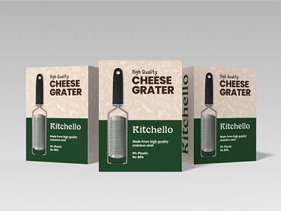 Kitchello | Kitchen tool packaging design beige packaging box box design branding brown packaging cheese grater cheese grater packaging design graphic design green packaging inspiration kitchen kitchen brand kitchen packaging kitchen packaging design label design logo old school branding packaging packaging design