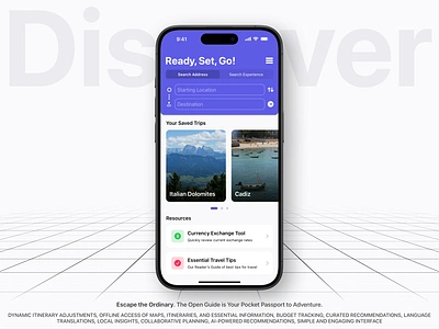 Open Guide Mobile App app apple discover grid guide ios design iphone italy map mobile mobile app native application open perspective resource spain travel trip ui ux