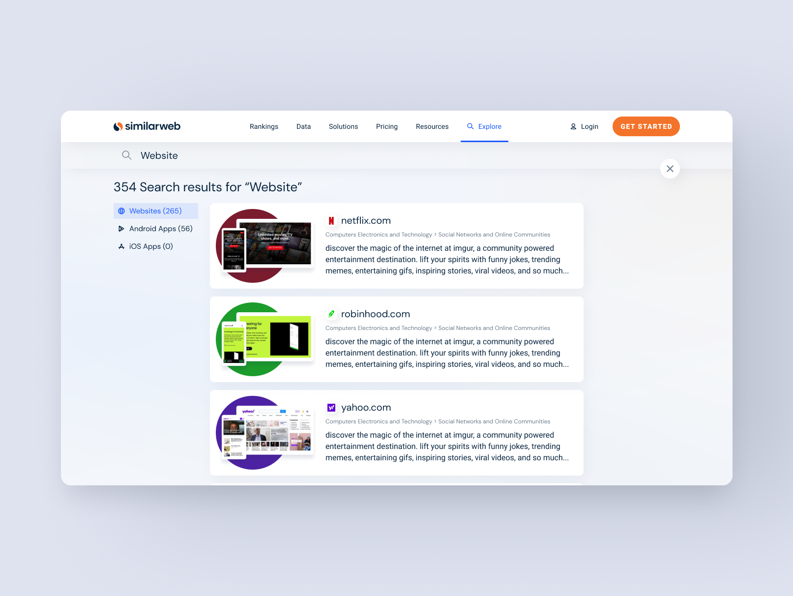 Similarweb Lite website search results search search engine similarweb website websites search