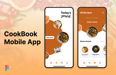 Cooking Recipe Mobile App app design app ui design figma figma design mobile app mobile app design ui uiux visual design