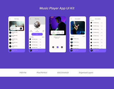 Music App Player Kit app design figma product design ui uiux user interface