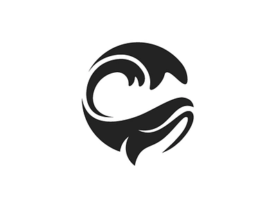 WHALE WAVE LOGO circle logo marine minimalist water wave whale wild