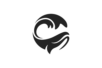 WHALE WAVE LOGO circle logo marine minimalist water wave whale wild