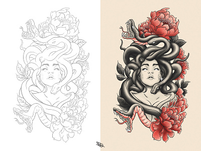 Medusa Tattoo Ink inkfame inkfame2s ipadpro medusa medusatattoo sketch tatooodesign tattoo