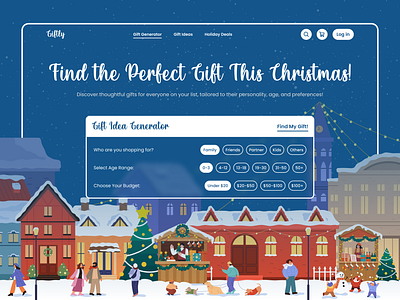 Gift Generator Website christmas christmasdesign festivewebsite figma gift gift generator gift ideas giftfinder giftsearchtool giftsuggestions hero page holiday holidayui new year present shopping ui ux webdesign website