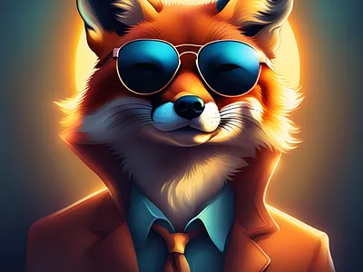 The Fox is the Boss ai boss branding cool design draw elegant eman adel fox glasses graphic design illustration logo lovely photoshop poster social media social media post
