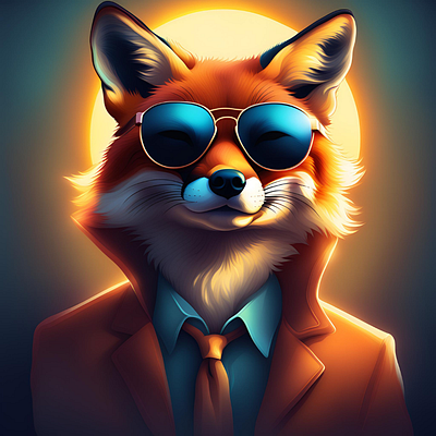 The Fox is the Boss ai boss branding cool design draw elegant eman adel fox glasses graphic design illustration logo lovely photoshop poster social media social media post