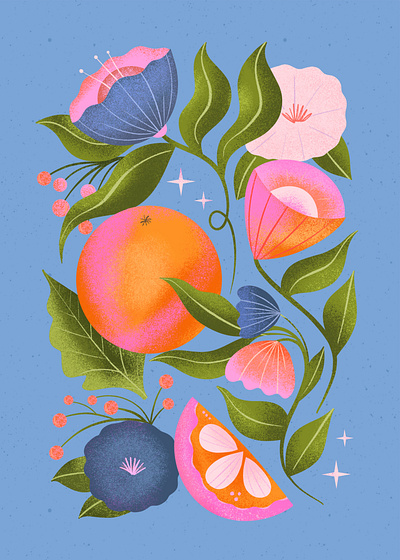 Flowers and Fruit Illustration illustration procreate surface design