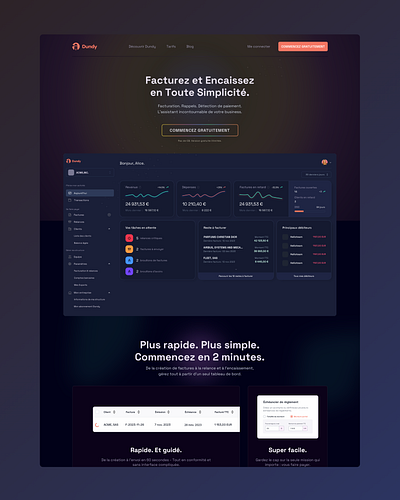 Dundy - dark iteration of homepage branding clean design homepage landing saas ui