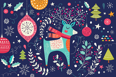 Collection of Christmas cards bird card christmas christmas elements christmas tree collection decorative deer design greeting illustration invitation label merry christmas new year vector