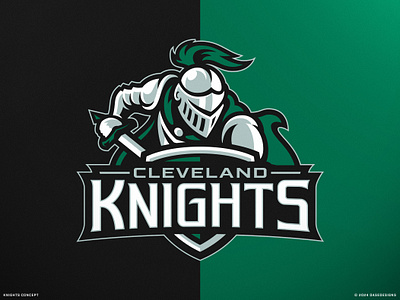 Knights Sports Mascot Logo | Cleveland armor branding cleveland college collegiate dasedesigns design esports logo illustration knight knights mascot mascot design school sports sports logo titan university warrior