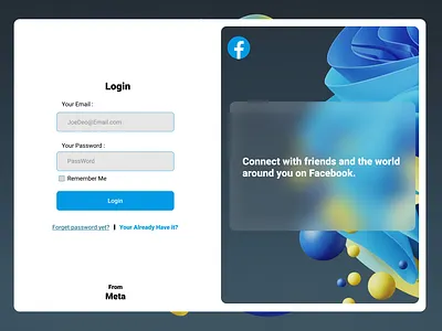 Modern Login Facebook Page 3d animation appdesign branding dashboarddesign design graphic design graphicdesign illustration landingdesign loginpage logo motion graphics typographic ui ux vector web design