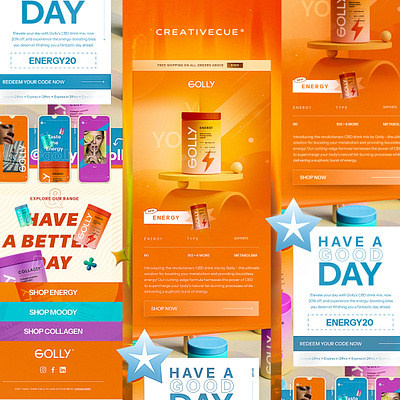 Golly CBD - Energy Email Design via creativecue.co branding campaigns cbd cbd design email email design golly golly cbd klaviyo mobile ui ui