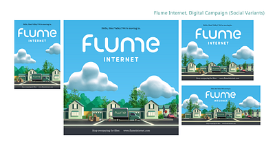 Flume Internet, Digital Campaign (Social Variants) advertising design blender branding graphic design identity social media web ads