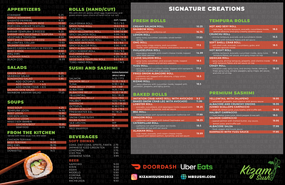 Kizami Sushi – Premium Menu Design branding design graphic design typography ui vector