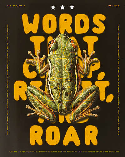 QUINOVA - Font Poster branding custom design font frog jungle poster type typography