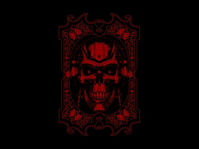 Red Machine apparel artwork bone illustration machine ornament poster red scarry skull skull face skull head spooky terminator