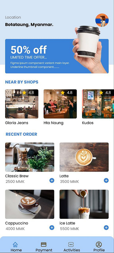 Coffee Shop App ui