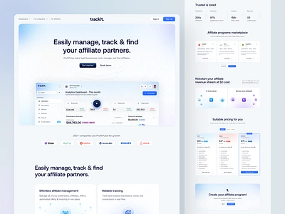 Trackit - Affiliate Marketing Platform SaaS affiliate affiliate marketing affiliate network affiliates business analytics digital marketing management marketing website saas design saas marketing design saas platform saas product design saas ui design uiux uiux design agency