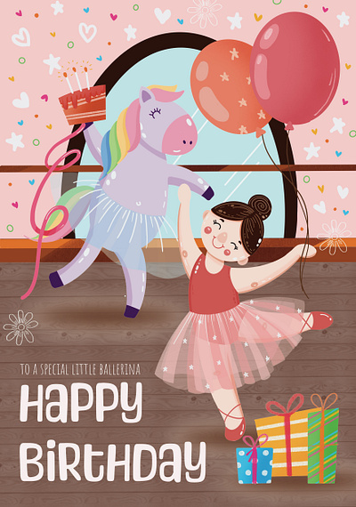 Ballerina for Green Elephant Cards birthday card branding card designs design graphic graphic design greeting cards greetings illustration illustrator kids kids birthday